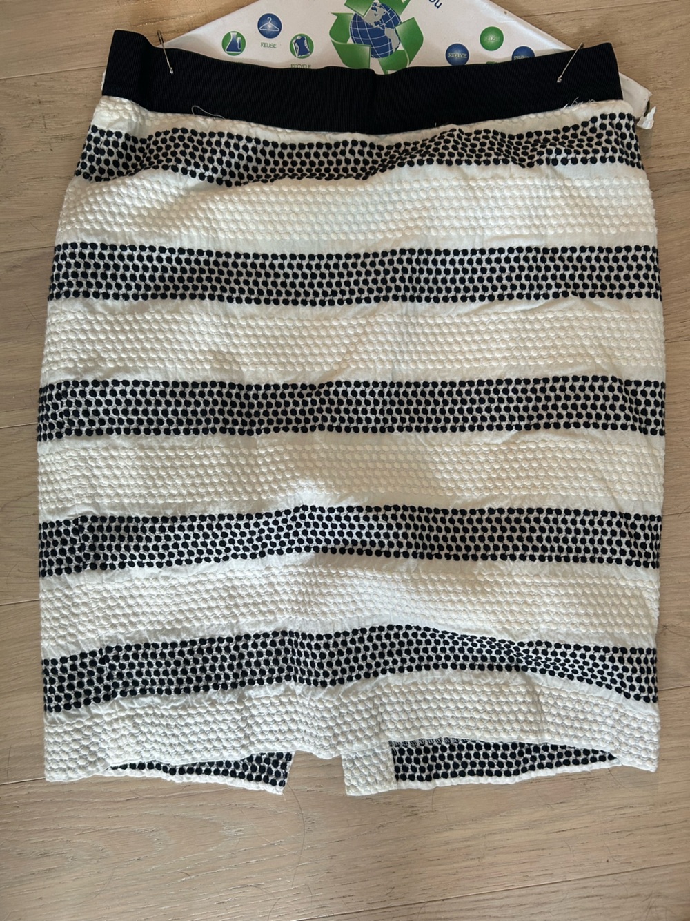 Ann Taylor Black and White Striped Pencil Skirt